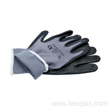 Hespax 13G Nylon Microfoam Nitrile Gloves With Dots